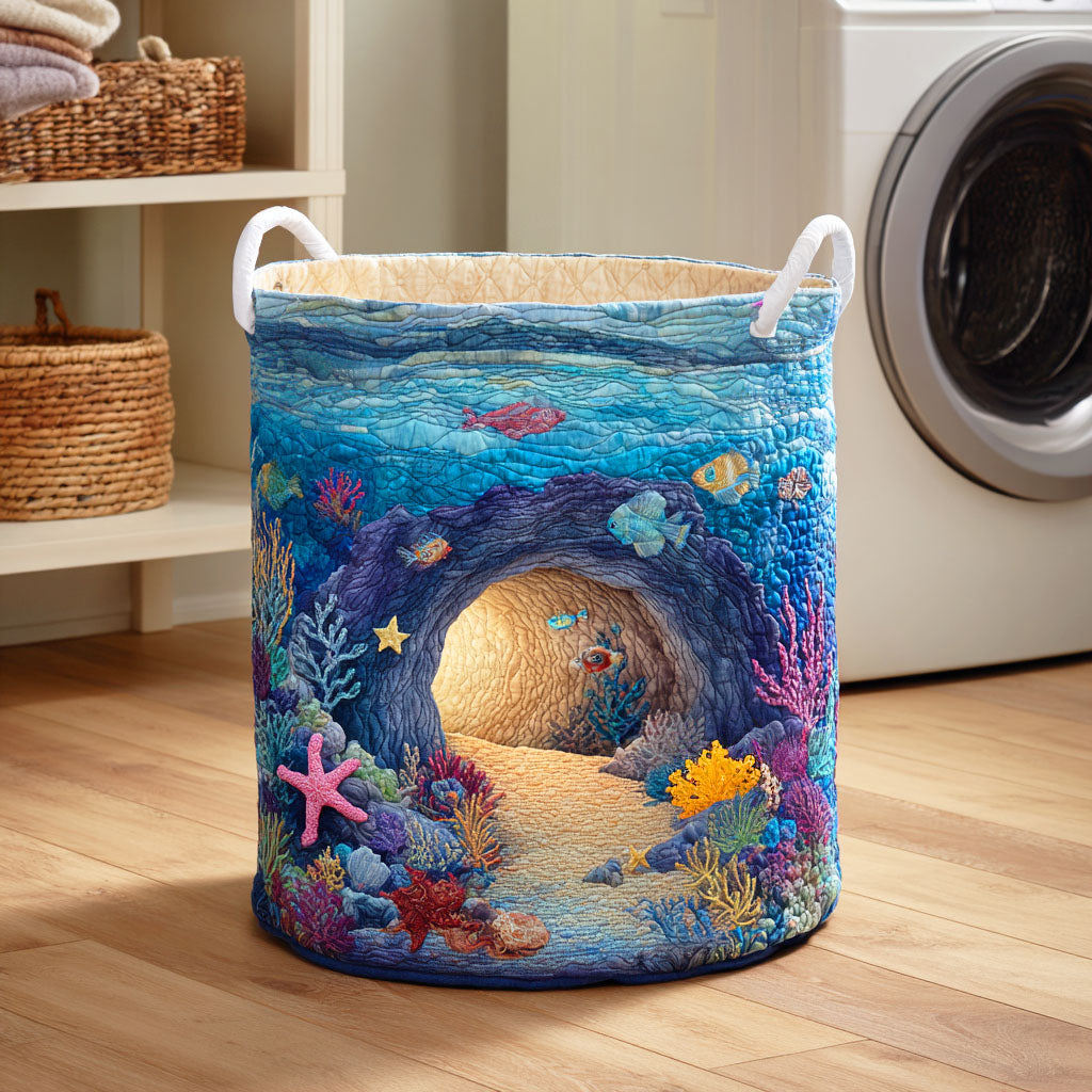 Sunken Reef Hollow Quilted Laundry Basket Thanksgiving Merch Gift
