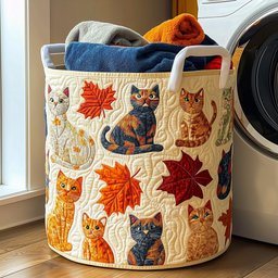 Whimsical Cat Quilted Laundry Basket Must-Have Laundry Essential