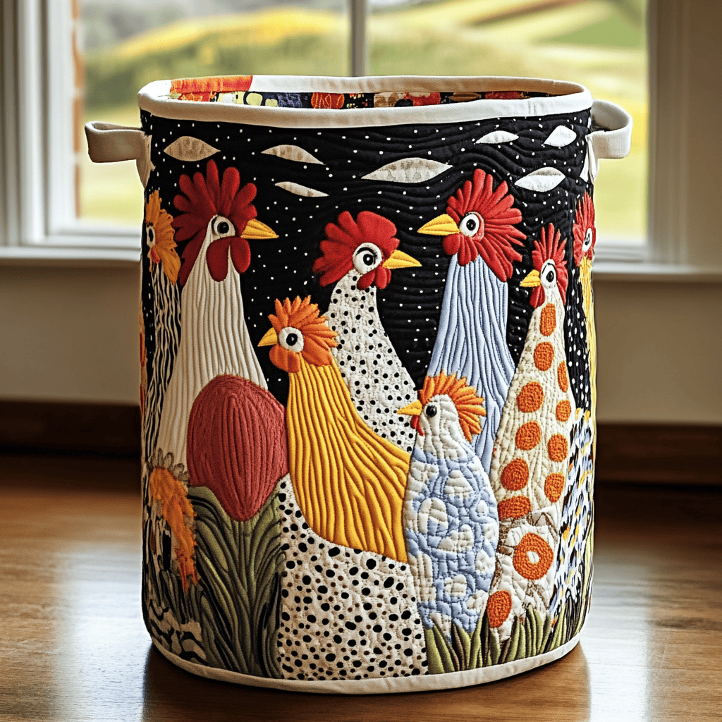Golden Chicken Quilted Laundry Basket Creative Gift For Family