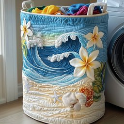 Plumeria Blossom Quilted Laundry Basket Fall Merch Pick