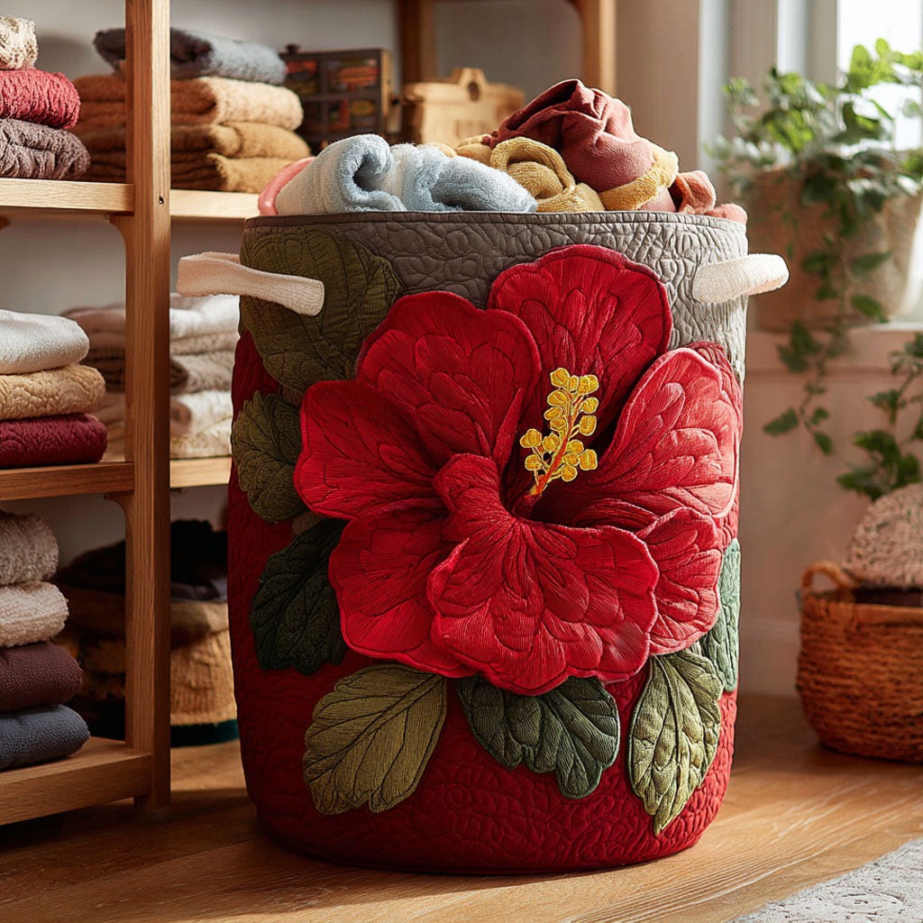 Scarlet Bloom Quilted Laundry Basket Easter Merch Gift
