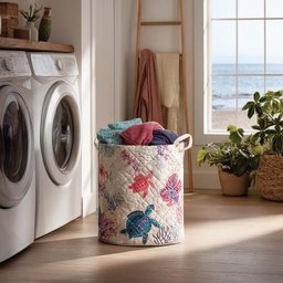 Turtle Dreams Quilted Laundry Basket Back To School Merch