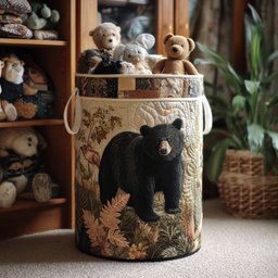 Shadow Bear Quilted Laundry Basket New Year Merch Gift