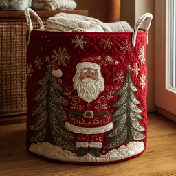 Santa Joy Quilted Laundry Basket Unique Gift For Laundry Lovers
