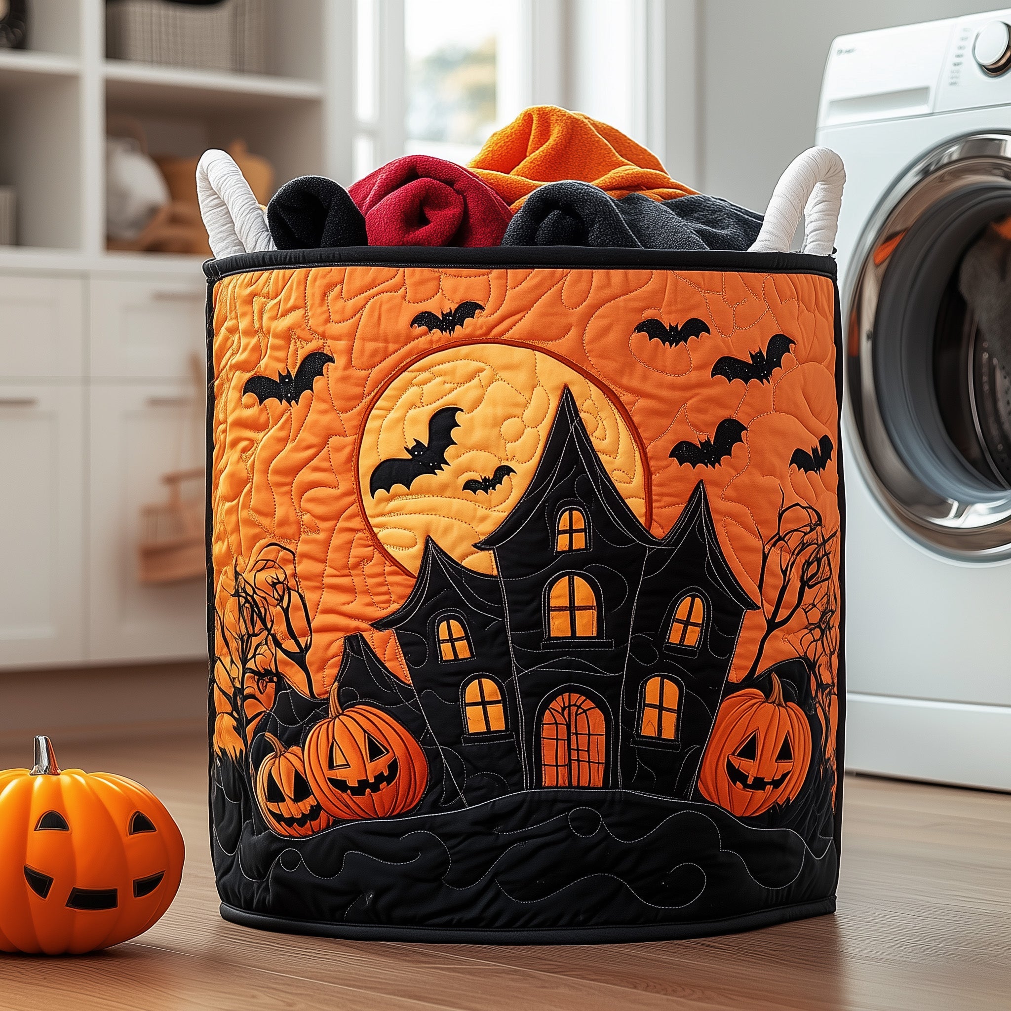 Pumpkin Halloween Quilted Laundry Basket Father�s Day Merch Gift