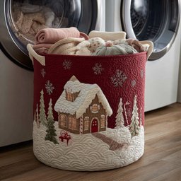 Snowy House Quilted Laundry Basket Great Idea For New Home