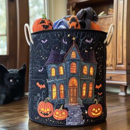 Haunted Glow Quilted Laundry Basket Merch For Her