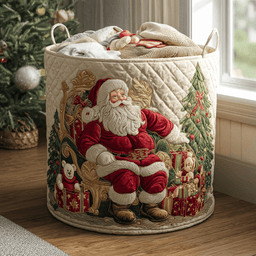 Santa Glow Quilted Laundry Basket Excellent Gift For Her