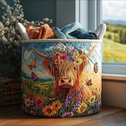 Rustic Highland Quilted Laundry Basket Valentine�s Day Merch Gift