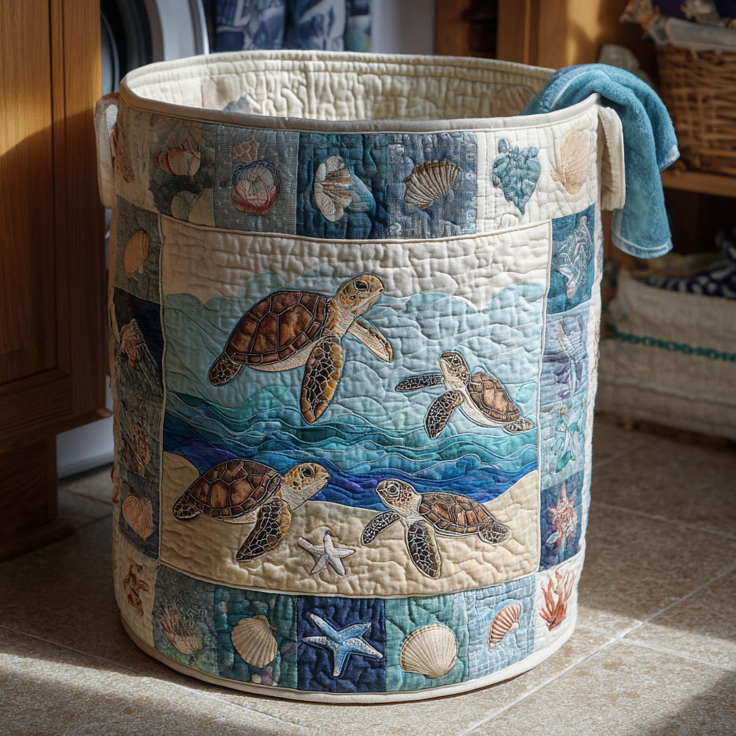 Tribal Tide Quilted Laundry Basket Christmas Merch Gift