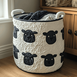 Sheep Meadow Quilted Laundry Basket Valentine�s Day Merch Gift