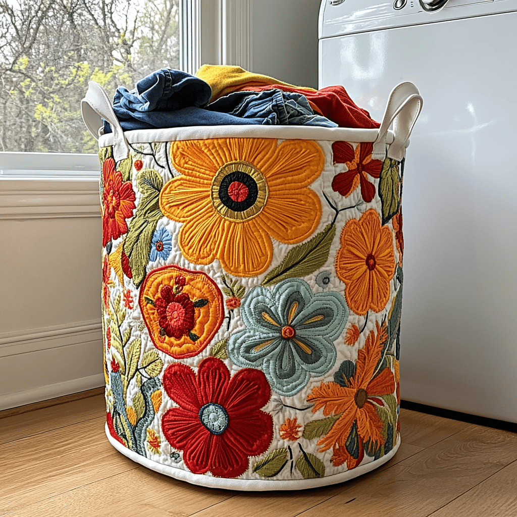 Floral Joy Quilted Laundry Basket Mother�s Day Merch Gift