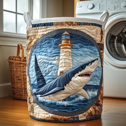 Nautical Lighthouse Quilted Laundry Basket Unique Gift For Laundry Lovers