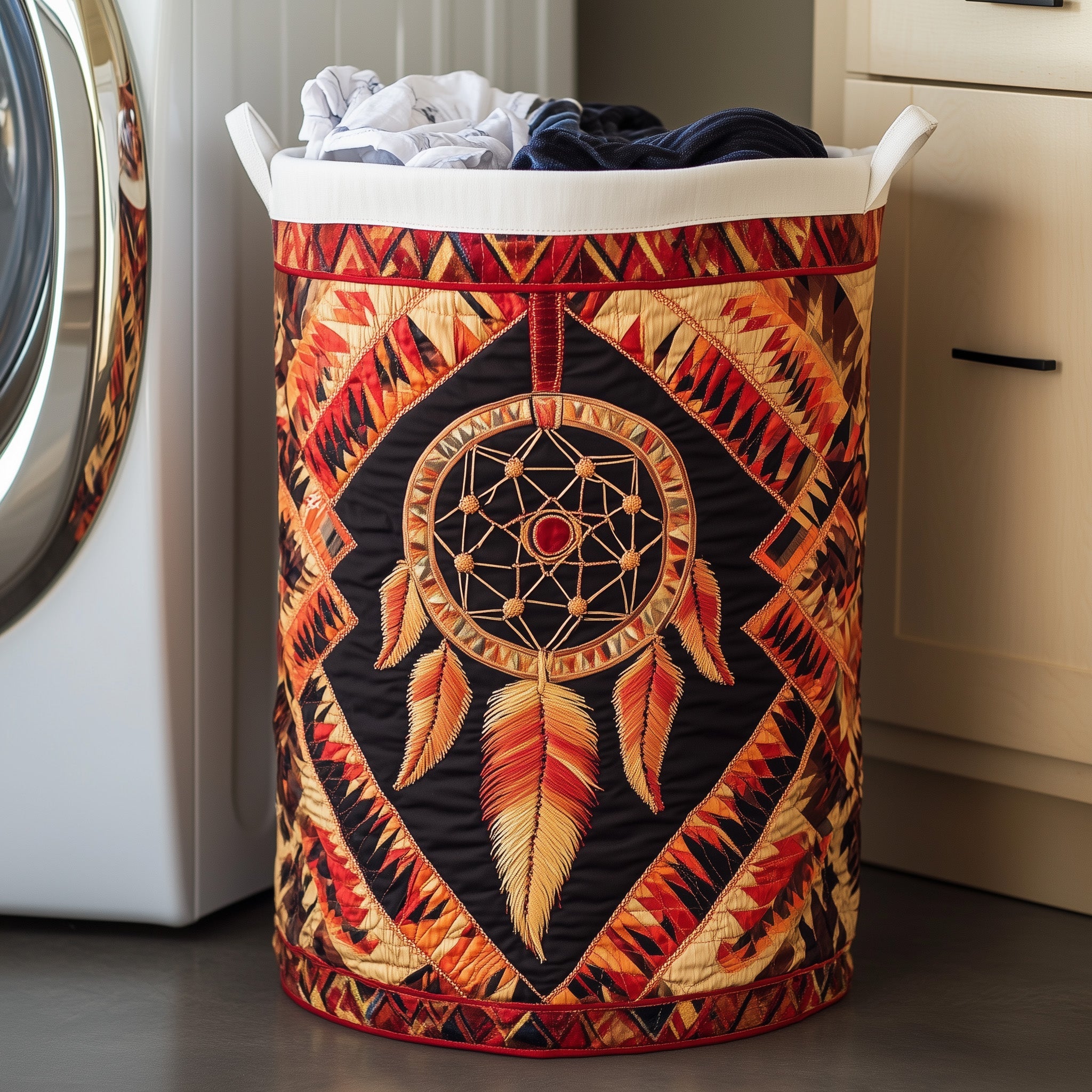 Tribal Soul Dreamcatcher Quilted Laundry Basket Thanksgiving Merch Gift