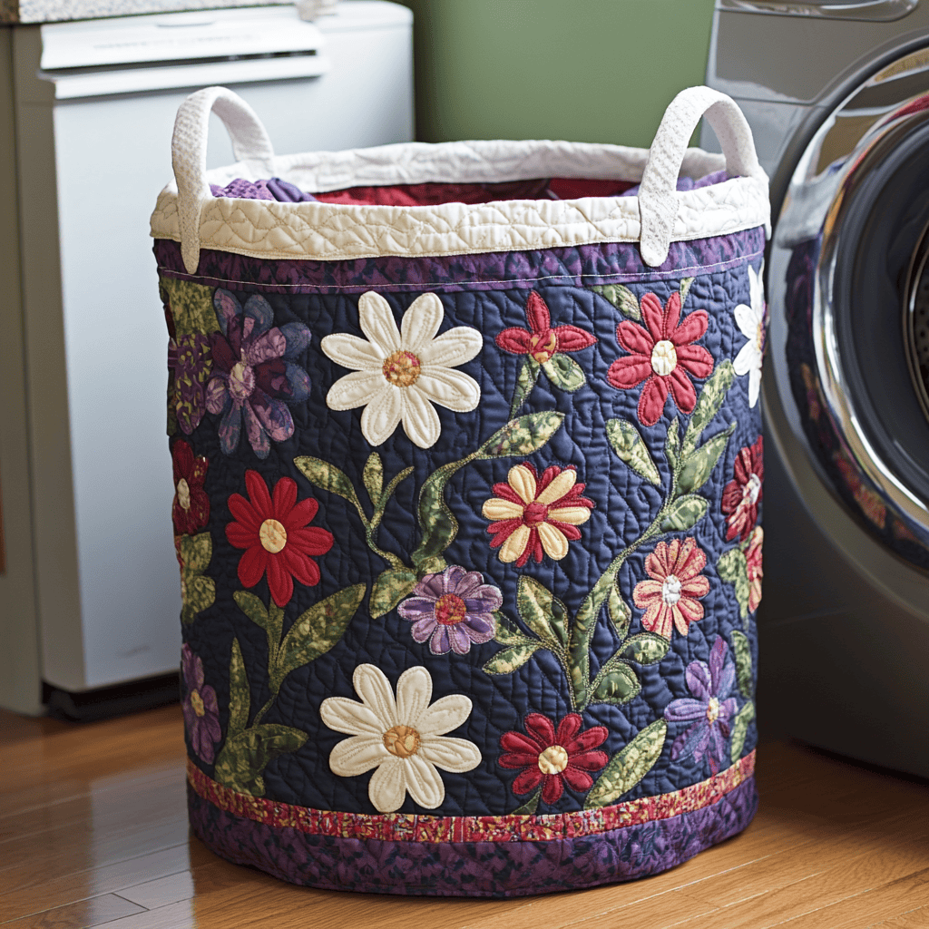 Garden Glow Quilted Laundry Basket Valentine�s Day Merch Gift