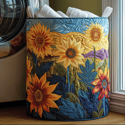 Sunflower Glow Quilted Laundry Basket Halloween Merch Gift