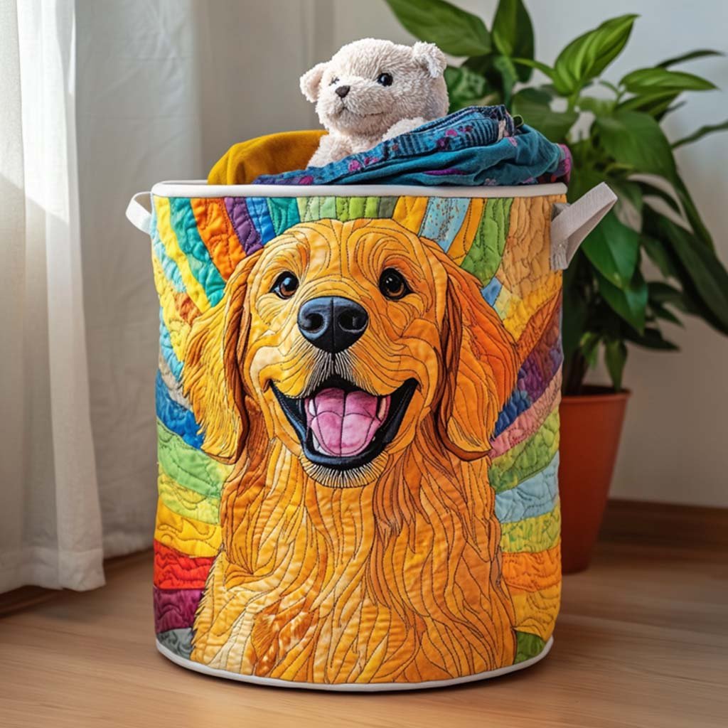 Golden Retriever Life Quilted Laundry Basket Perfect Gift For College Dorm