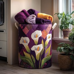 Whispering Lilies Quilted Laundry Basket Perfect Gift For College Dorm