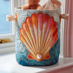Ocean Pearl Magic Quilted Laundry Basket Merch For Home And Living