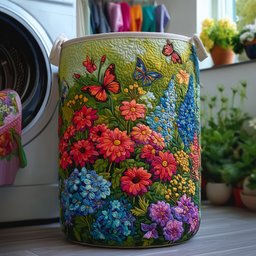 Sea Of Flowers Quilted Laundry Basket Mother�s Day Merch Gift
