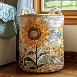Sunflower Glow Quilted Laundry Basket Mother�s Day Merch Gift