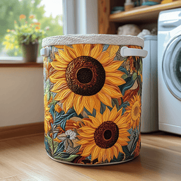 Sunflower Charm Quilted Laundry Basket Holiday Gift For Laundry Lovers