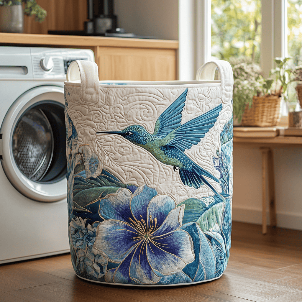 Hummingbird Nest Quilted Laundry Basket Gift Idea For Busy Families