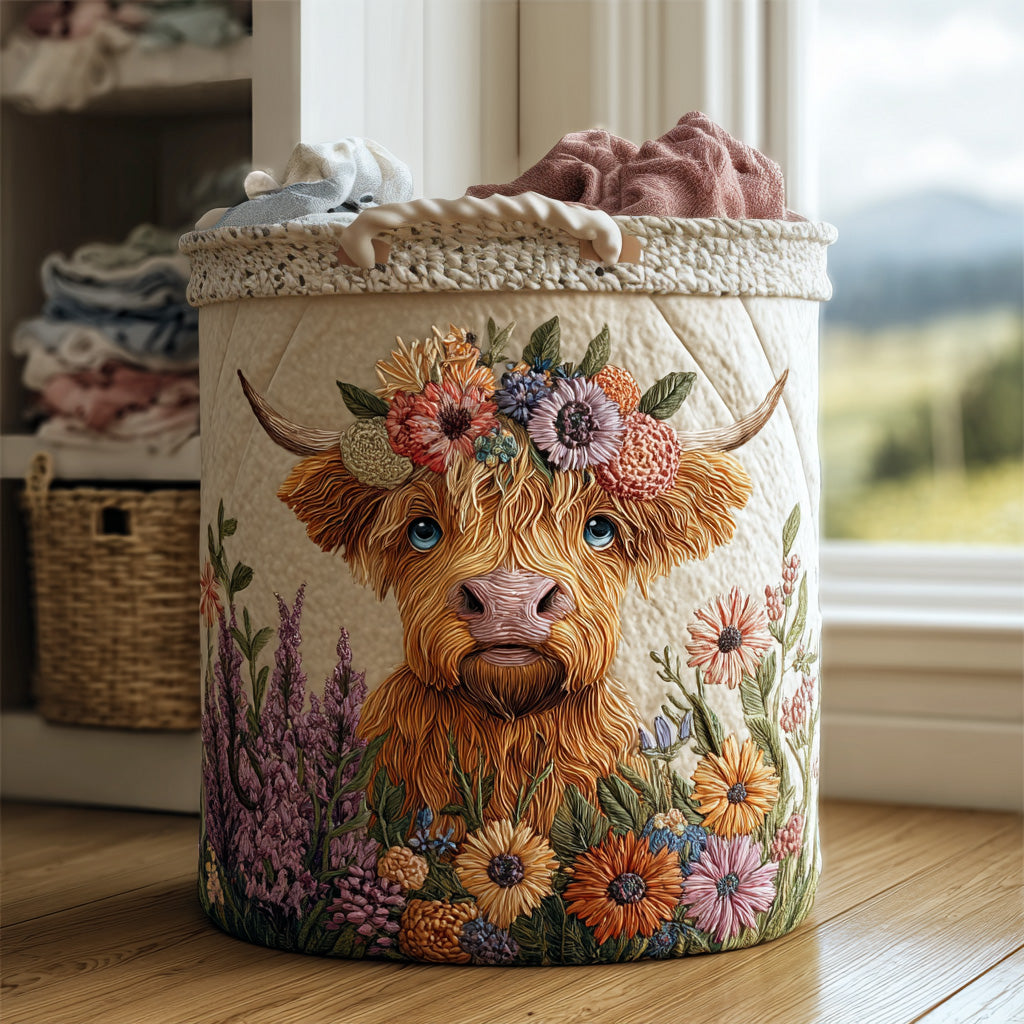 Floral Highland Quilted Laundry Basket Back To School Merch