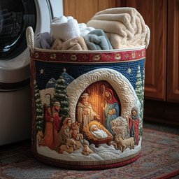 Holy Family Quilted Laundry Basket Merch For Him