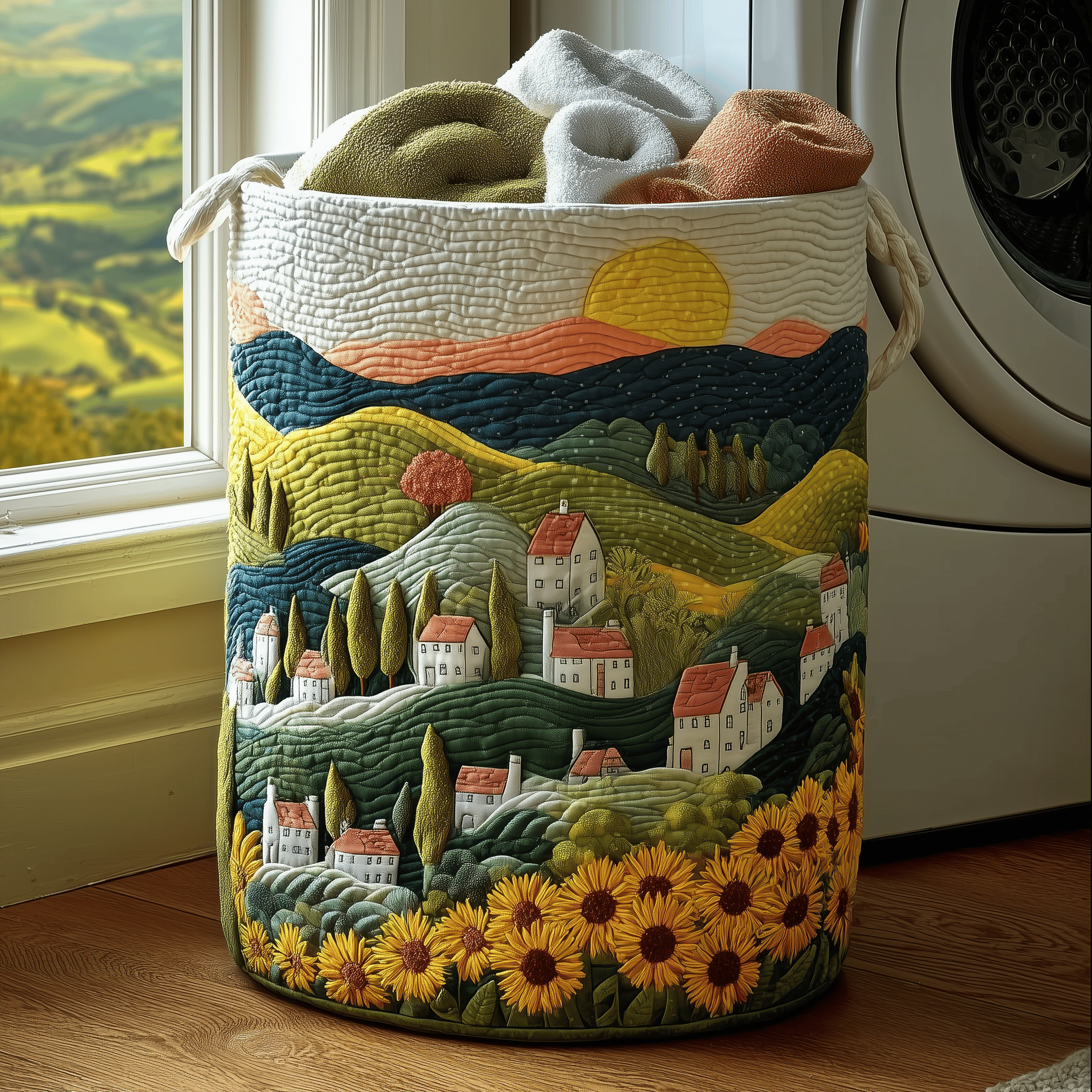 Sunny Fields Quilted Laundry Basket Top Choice For Housewarming