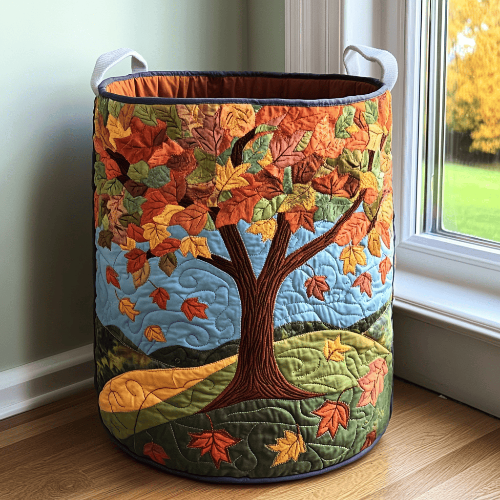 Leaf Harmony Quilted Laundry Basket Father�s Day Merch Gift