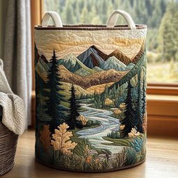 Forest Stream Quilted Laundry Basket Merch For Dad