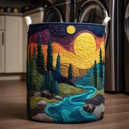 Wave Crest Quilted Laundry Basket Valentine�s Day Merch Gift