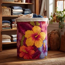 Purple Flame Quilted Laundry Basket Merch For Family