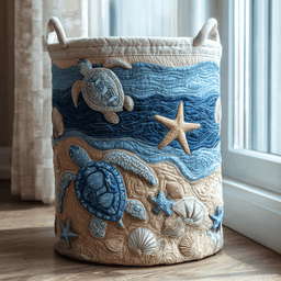 Turtle Haven Quilted Laundry Basket Thanksgiving Merch Gift