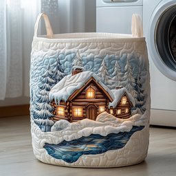 Xmas Village Quilted Laundry Basket Great Idea For New Home
