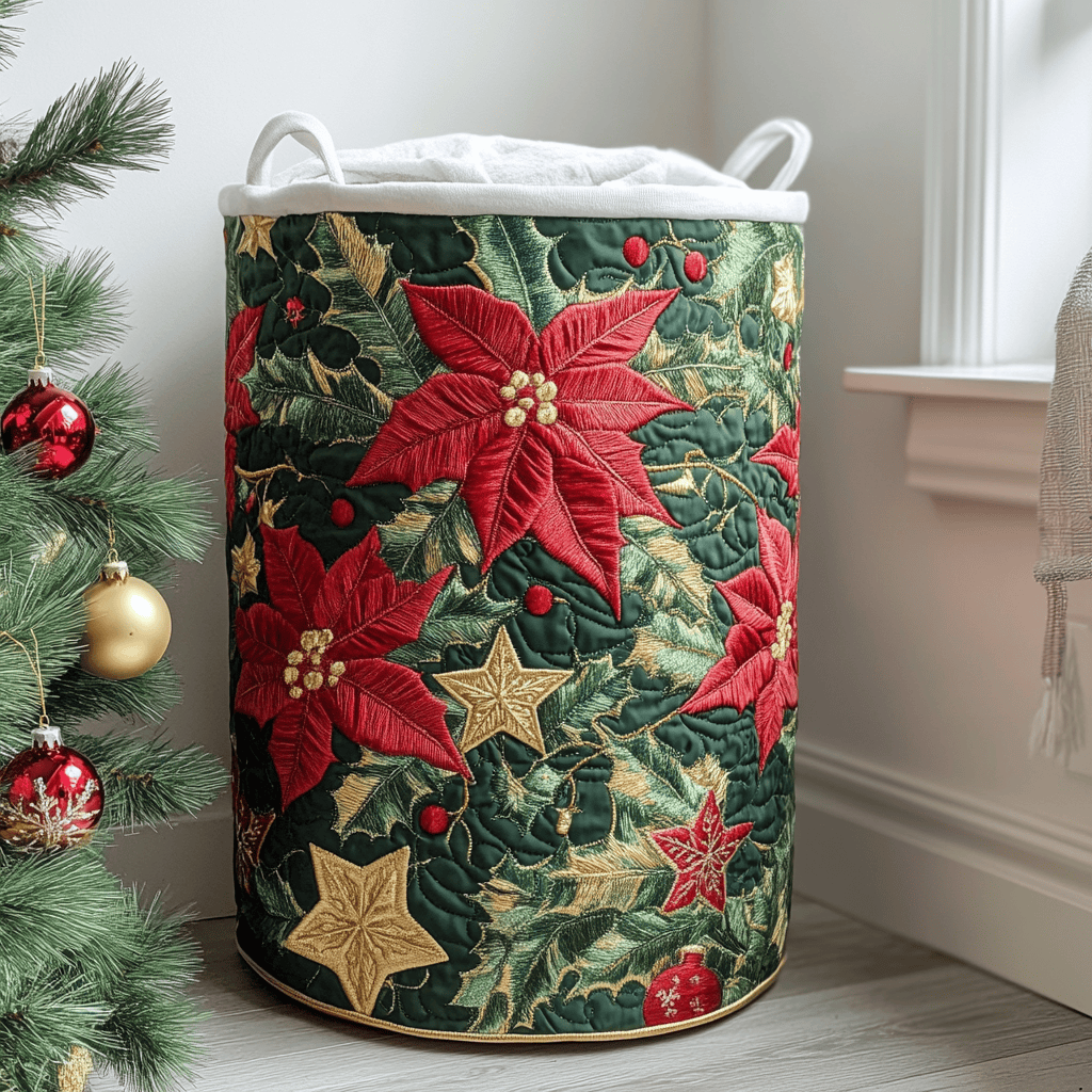 Winter Bloom Quilted Laundry Basket Great Stocking Stuffer