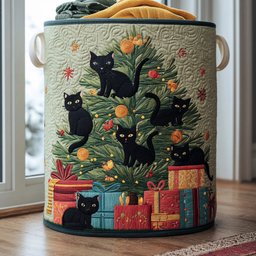 Purrfect Chaos Quilted Laundry Basket Mother�s Day Merch Gift
