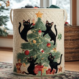 Merry Paws Quilted Laundry Basket Easter Merch Gift