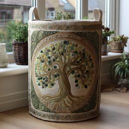 Mystic Tree Quilted Laundry Basket Halloween Merch Gift