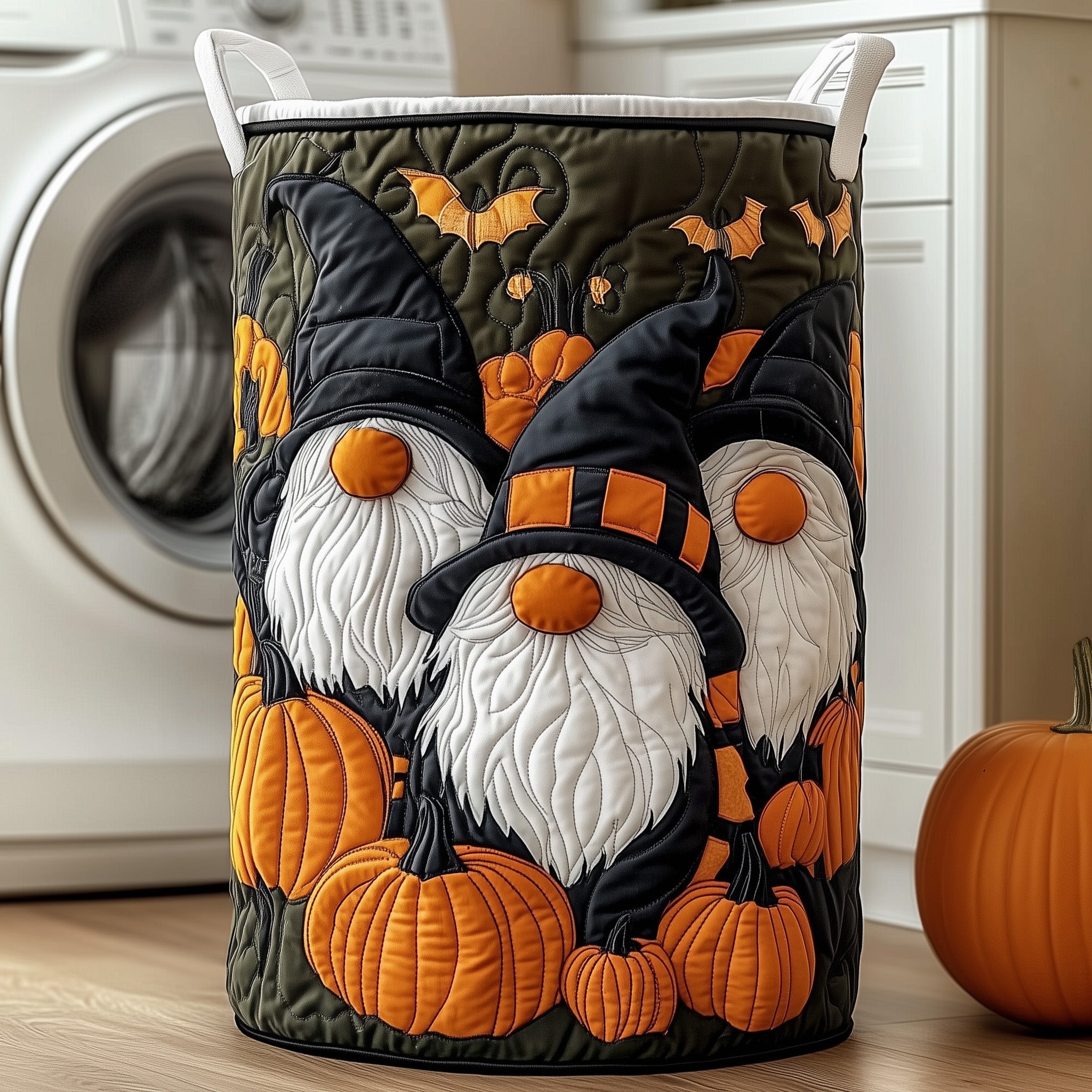 Halloween Gnome Quilted Laundry Basket Mother�s Day Merch Gift