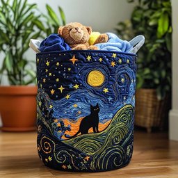 Lazy Whiskers Quilted Laundry Basket Merch For Couples
