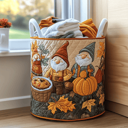 Pumpkin Gnome Quilted Laundry Basket Great Stocking Stuffer