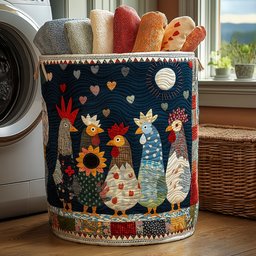 Happy Hens Quilted Laundry Basket Merch For Family Time