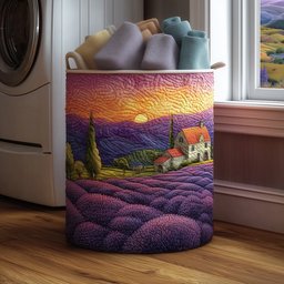Lavender Dreams Quilted Laundry Basket Easter Merch Gift
