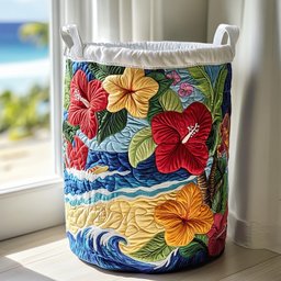 Tropical Flame Quilted Laundry Basket Christmas Merch Gift