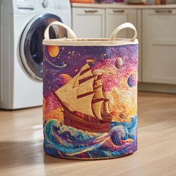Sail Horizon Quilted Laundry Basket Summer Merch Vibes