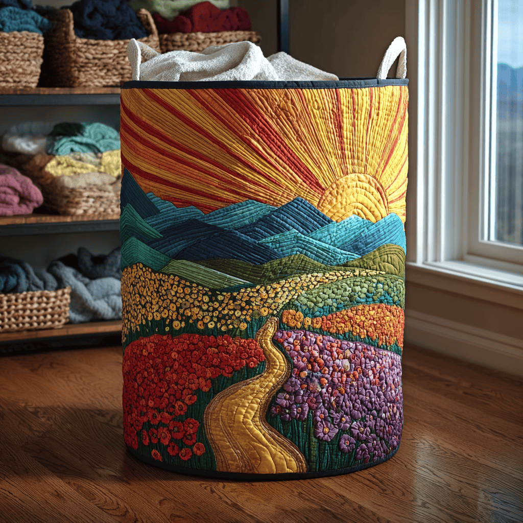 Radiant Dawn Quilted Laundry Basket Anniversary Merch Gift