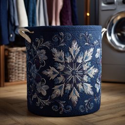 Gilded Snowflake Flourish Quilted Laundry Basket Winter Merch Essentials