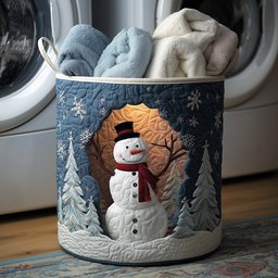 Winter Cheer Quilted Laundry Basket Everyday Merch Choice